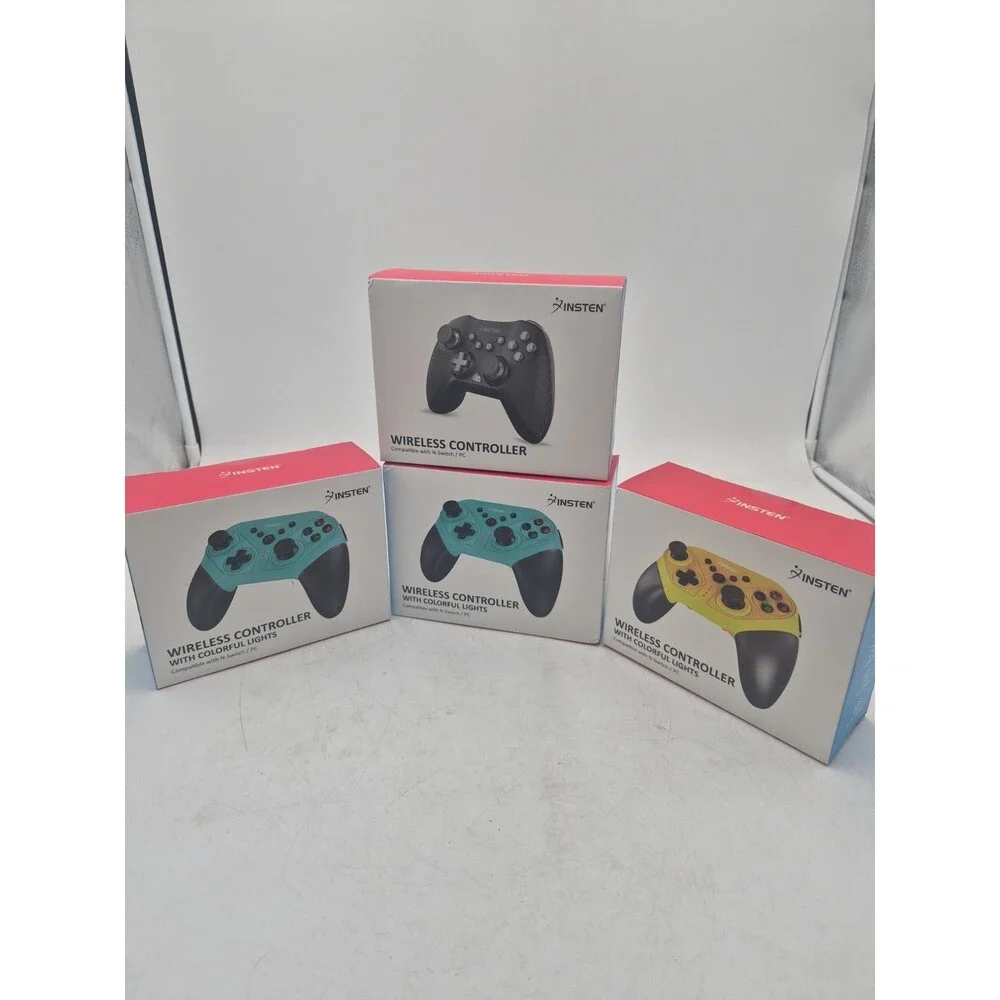 Insten Wireless Controller Lot Of 4 New PC/switch 1 Black ,yellow,greenish